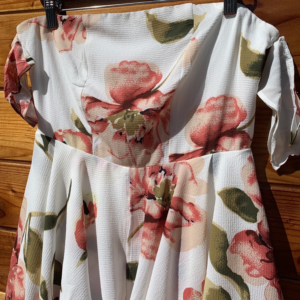 ☀️ Off-Shoulder Romper High Low Dress - Picture 7 of 8